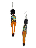 Women's Exquisite African Ebony Model Dangle Pierced Earrings, Multi Outfit