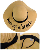 C.C Women's Paper Weaved Beach Time Embroidered Quote Floppy Brim Sun Hat