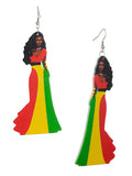 Women's Exquisite African Ebony Model Dangle Pierced Earrings, Gown