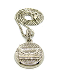 Stone Stud The Last Supper Jesus Medal Pendant with 2mm 24" Box Chain Necklace, Silver-Tone