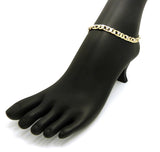 Women's 7mm 10" Iced Out Figaro Chain Anklet in Gold-Tone