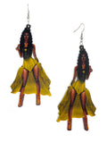 Women's Exquisite African Ebony Model Dangle Pierced Earrings, Corset Dress