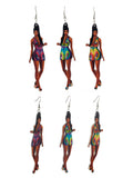 Women's Exquisite African Ebony Model Dangle Pierced Earrings Set, Summer Dress