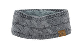 C.C Sparkly Sequin Winter Warm Cable Knit Fuzzy Lined Ear Warmer Headband