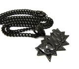 Polished POW! Pendant with 5mm 24" Cuban Chain Necklace in Black