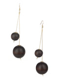 Women's Fashion Dual Wooden Ball Dangle Pierced Earrings