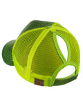 C.C Ponycap Messy High Bun Ponytail Adjustable Glitter Mesh Trucker Baseball Cap, Lime