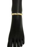 Women's 8mm 10" Iced Out Figaro Chain Anklet in Gold-Tone