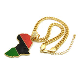 Pan Africa Continent Pendant with 9mm 18" Cuban Chain Necklace, Gold-Tone