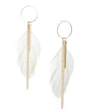 Women's Bohemian Feather Bar Link Chain Dangle Pierced Earrings