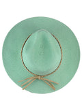 NYFASHION101 Teardrop Dent Braided Trim Casual Panama Fedora Sun Hat, Mint