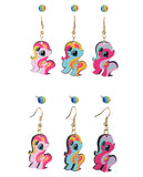 Women's Rainbow Youthful Enamel Pony Stud and Dangle Earrings Set
