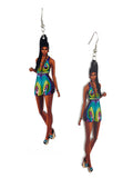 Women's Exquisite African Ebony Model Dangle Pierced Earrings, Summer Dress