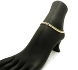 Women's 6mm 10" Concave Cuban Chain Anklet in Gold-Tone