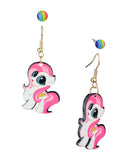 Women's Rainbow Youthful Enamel Pony Stud and Dangle Earrings