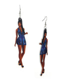 Women's Exquisite African Ebony Model Dangle Pierced Earrings, Summer Dress