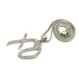 Stone Stud XO Heart Pendant with 2mm 24" Box Chain Necklace, Silver-Tone