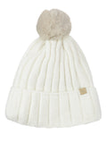 D&Y Solid Knit Beanie With Pompom Sherpa Inner Lined For Extra Warmth
