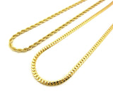Unisex Hip-Hop Style 6mm 30" Rope Chain and Miami Cuban Chain Necklaces in Gold-Tone
