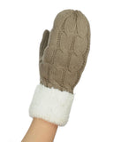 NYfashion101 Exclusive Winter Warm Sherpa Lined Cable Knit Cuff Mitten