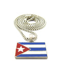 Flag of Cuba Micro Pendant with Chain Necklace