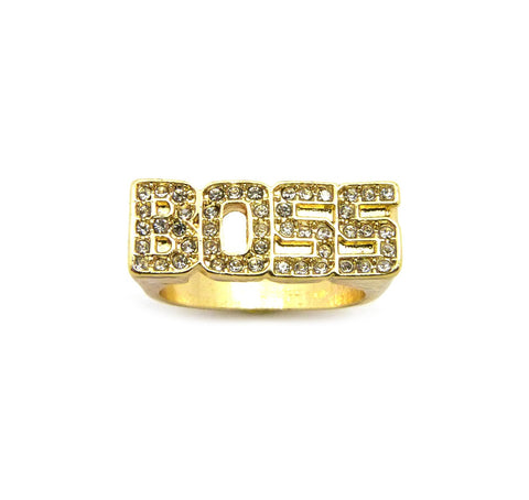 Stone Stud BOSS Gold-Tone Hip-Hop Fashion Ring