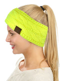 C.C Soft Stretch Winter Warm Cable Knit Fuzzy Lined Ear Warmer Headband