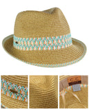 NYFASHION101 Multicolored Weaved Band and Trim Stingy Trilby Fedora Hat