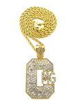 Stone Stud Hip-Hop CMG Initials Pendant w/ Chain Necklace