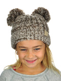 C.C Kids' Children's Cable Knit Double Ear Pom Cuffed Beanie Cap Hat