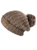 C.C Women's Chenille Soft Stretchy Pom Cuffed Knit Beanie Cap Hat