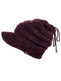 D&Y Versatile Ponyflo Messy High Bun Ponytail Metallic Thread Visor Beanie Cap
