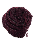 D&Y Versatile Ponyflo Messy High Bun Ponytail Metallic Thread Visor Beanie Cap