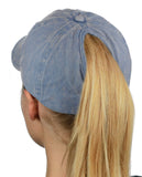 Ponyflo Ponytail Messy High Bun Distressed Adjustable Cotton Baseball Cap