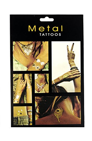 NYfashion101 Temporary Decorative Jewelry Metallic Metal Tattoo (Set of 4)