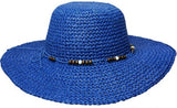 Women's Straw Paper Wide Floppy Hat W/Beans Band F1185