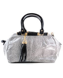 NYfashion101 (TM) Snake Print Lg Shiny Shoulder Bag w/Fringe Accent Hangbag EET01