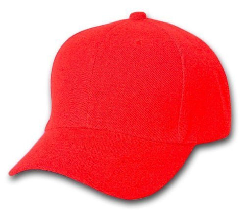 Plain Adjustable Velcro Hats (Many Colors Available), Red