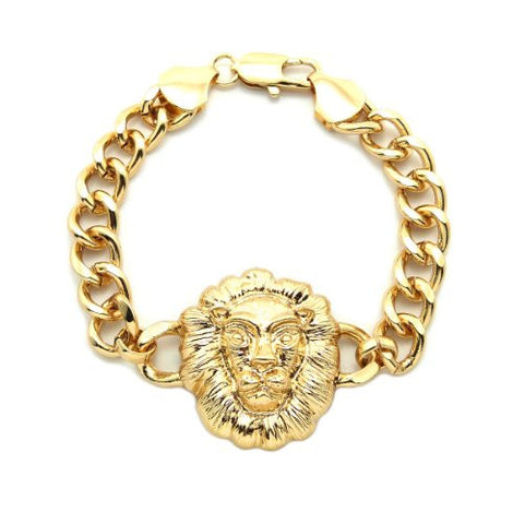 Lion Head Charm Chain Link Bracelet