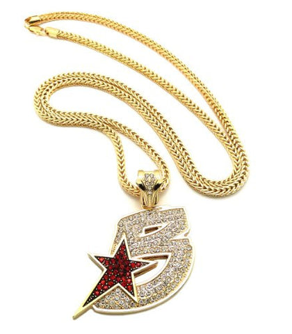 Iced Out Black Wall Street Pendant 36" Franco Chain Hip Hop Necklace in Gold-Tone XP905G