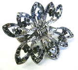Top Quality Womens Rhinestone Flower Metal Claw Hair Clip Antique Silver 6 Colors