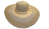 Women's Straw Paper Wide Brim Floppy Two Tone Hat W/Band FL1401