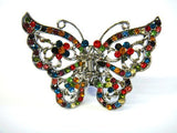 Top Quality Womens Rhinestone Jumbo Butterfly Metal Claw Hair Clip Antique Silver 6 Colors