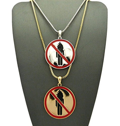 Rapper Monster Logo Round Pendant Set Multi Tone 2mm 24" & 30" Box Chain Necklaces