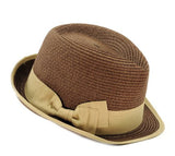 Unisex Stylish Fedora Straw Woven Hat w/ Natural Color Bow Accent by D&Y AFD8446