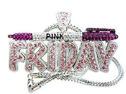 Celebrity Look Pink Friday Pendant Franco Chain Necklace