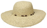 Women's Straw Paper Wide Floppy Hat W/Beans Band F1185