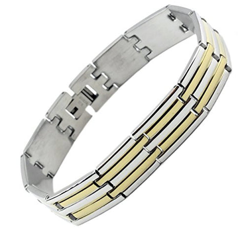 NYfashion101 Men's Fashionable Two-Tone Stainless Steel Bracelet 4033