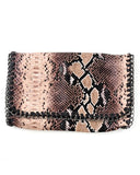 Exotic Snake Print Wid Flap Shoulder Bag w/Metal Chain Handbag ACS01