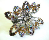 Top Quality Womens Rhinestone Flower Metal Claw Hair Clip Antique Silver 6 Colors